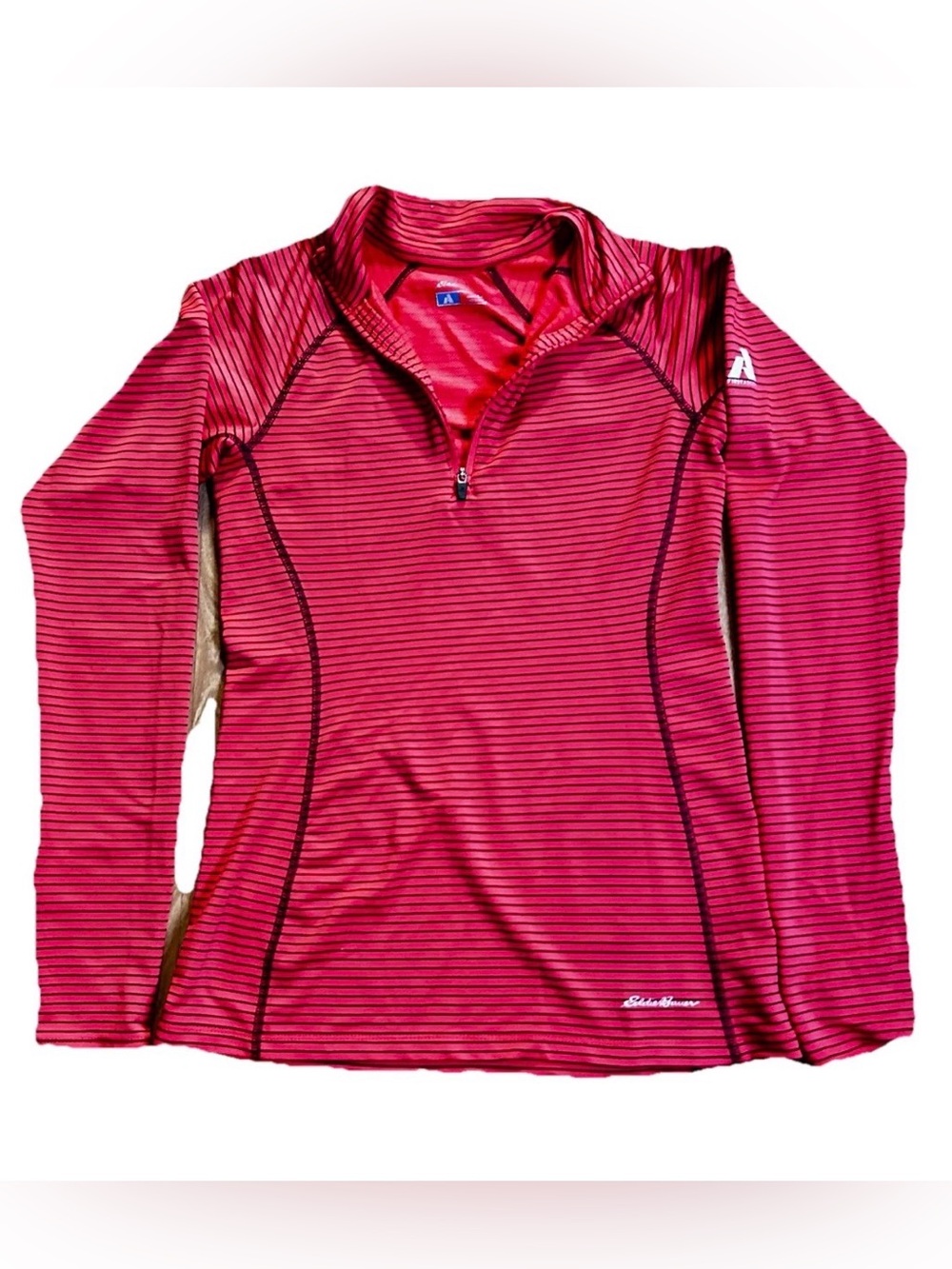 Eddie Bauer Coral and black Striped activewear top